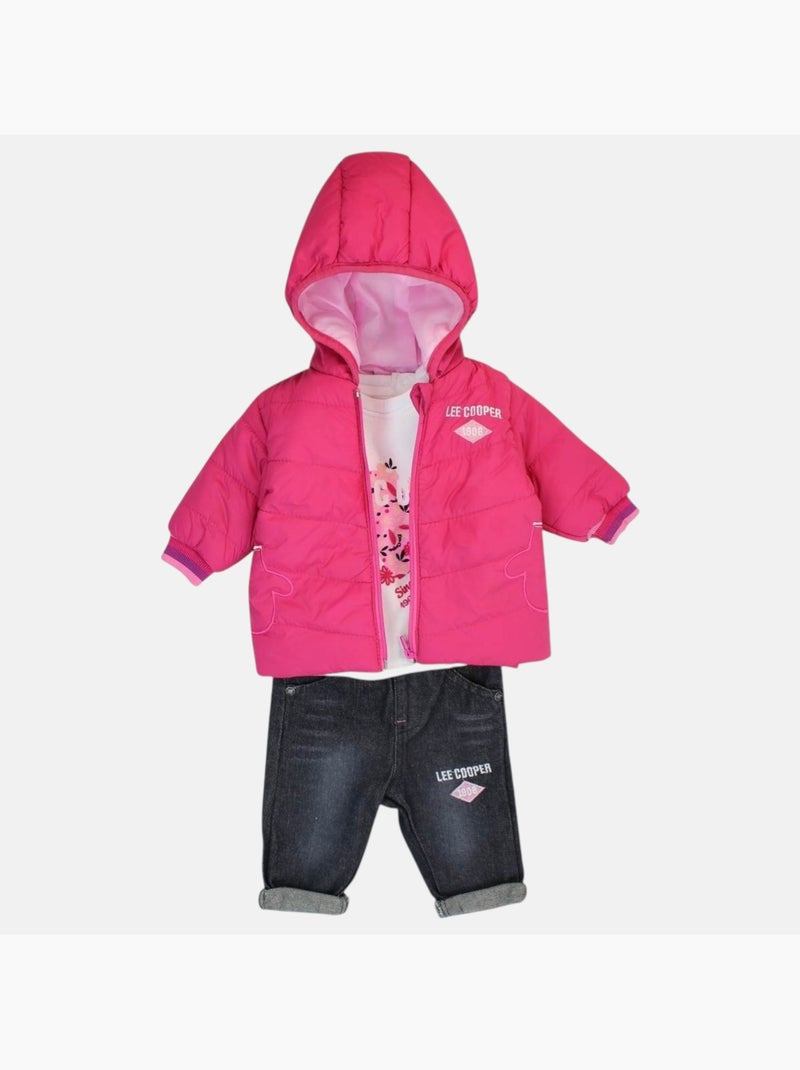 Lee Cooper - Ensemble T-shirt et pantalon avec la veste à capuche bebe Rose fushia - Kiabi