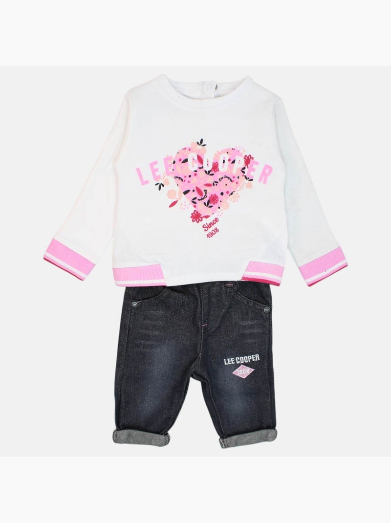 Lee Cooper - Ensemble T-shirt et pantalon avec la veste à capuche bebe Rose fushia - Kiabi