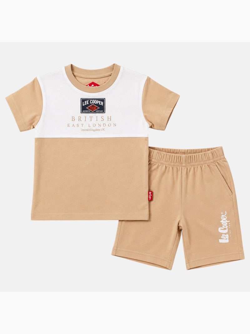 Lee Cooper - Ensemble t-shirt et short assorti Garçon Beige - Kiabi