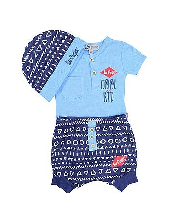 Lee Cooper - Ensemble T-shirt et Short avec Bonnet bébé