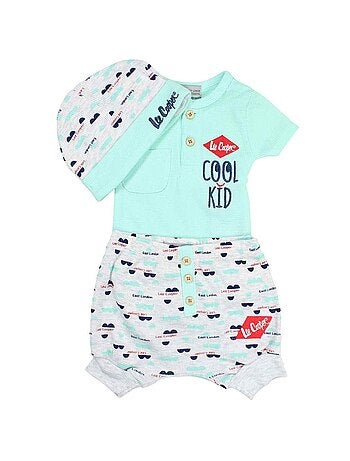 Lee Cooper - Ensemble T-shirt et Short avec Bonnet bébé