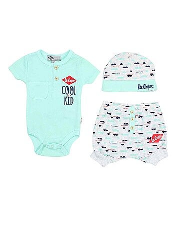 Lee Cooper - Ensemble T-shirt et Short avec Bonnet bébé