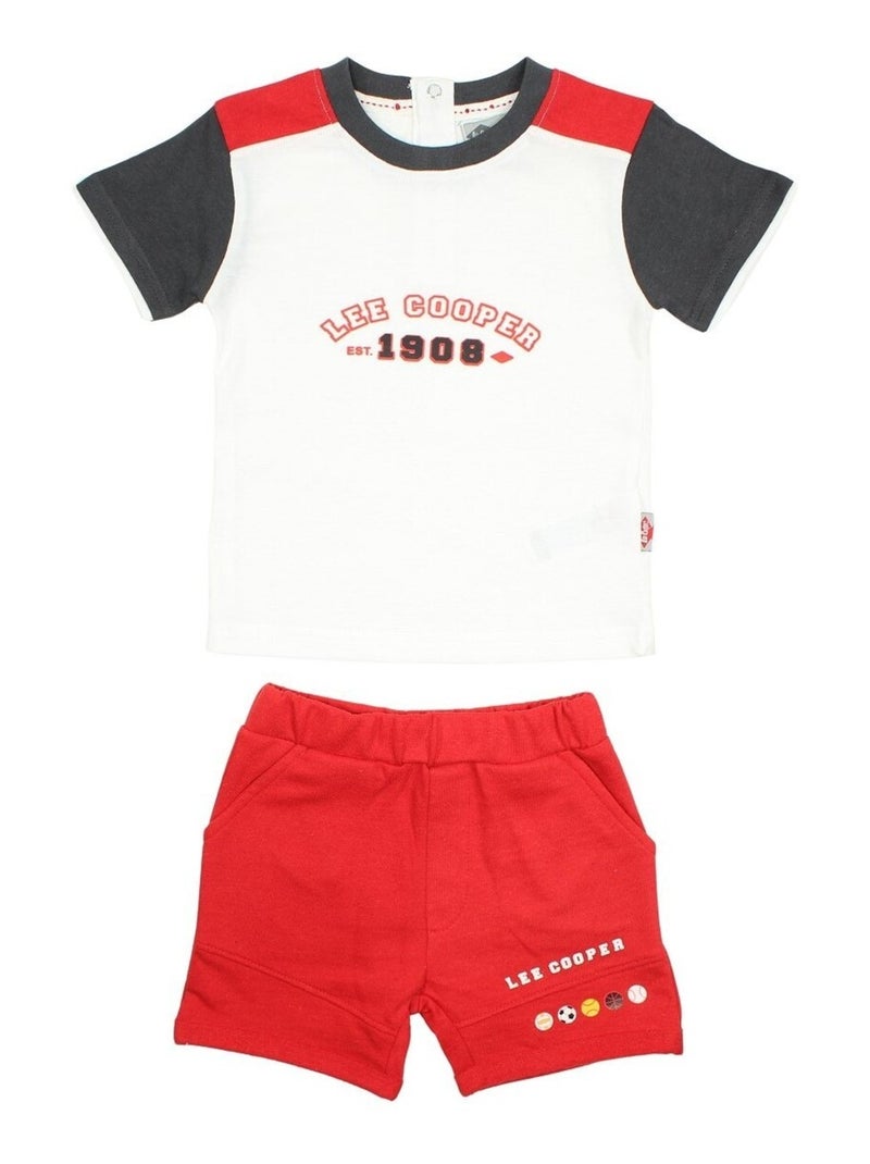 Lee Cooper - Ensemble T-shirt et Short  bébé Lee Cooper Rouge - Kiabi