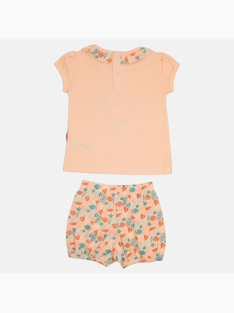 Lee Cooper - Ensemble T-shirt et Short bébé Orange corail - Kiabi