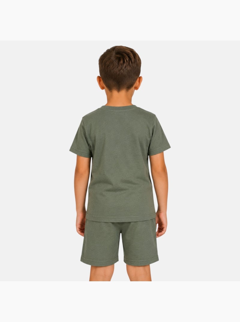 Lee cooper - ensemble t-shirt imprimé et short Vert - Kiabi