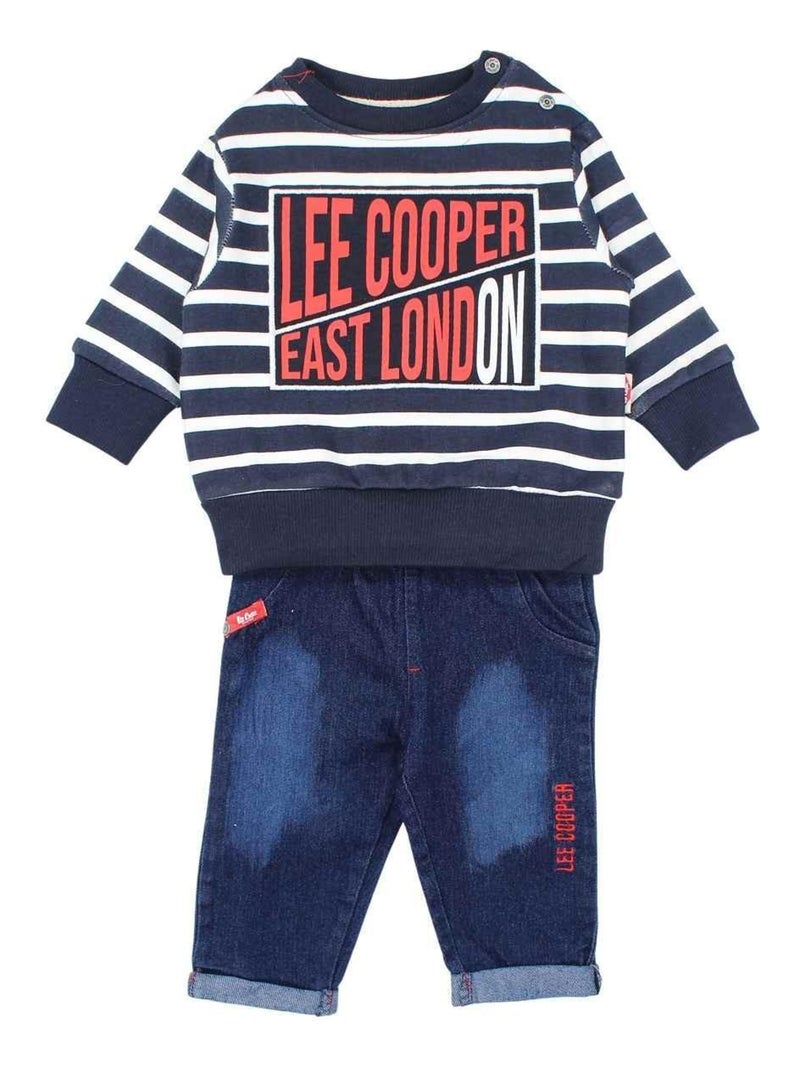 Lee Cooper - Ensemble ​​T-shirt jeans Imprimé Logo Bleu marine - Kiabi
