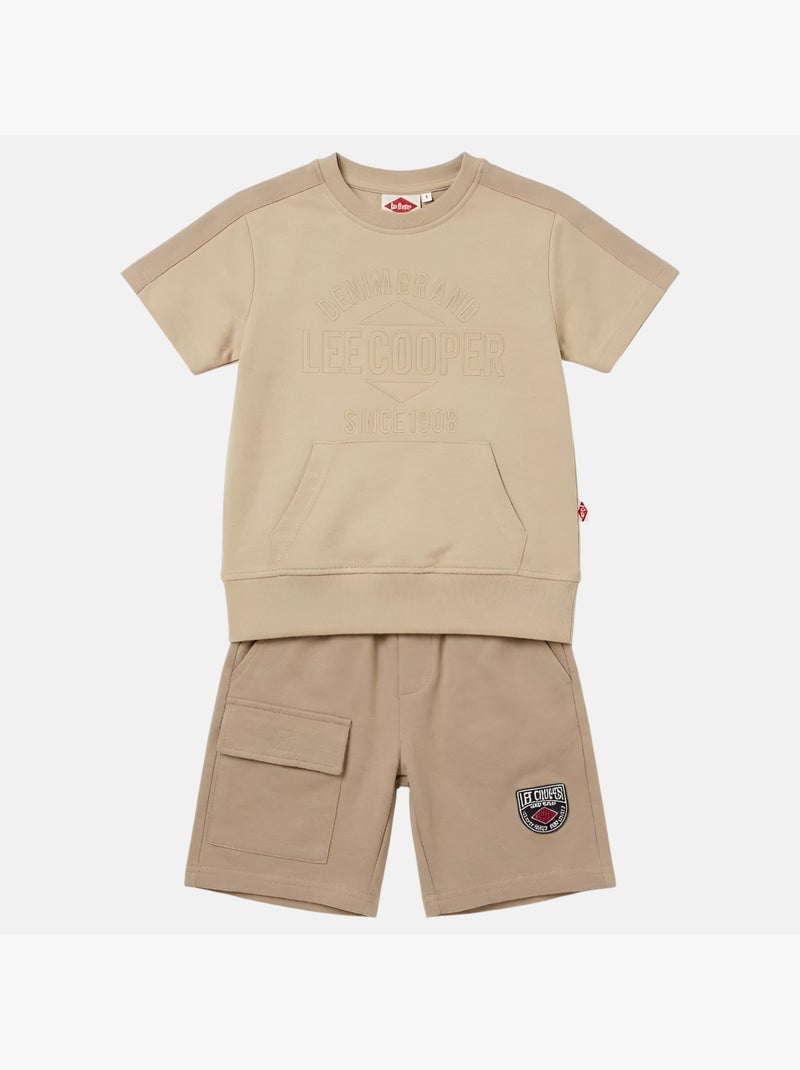 Lee Cooper - Ensemble t-shirt manches courtes et short garçon Beige - Kiabi