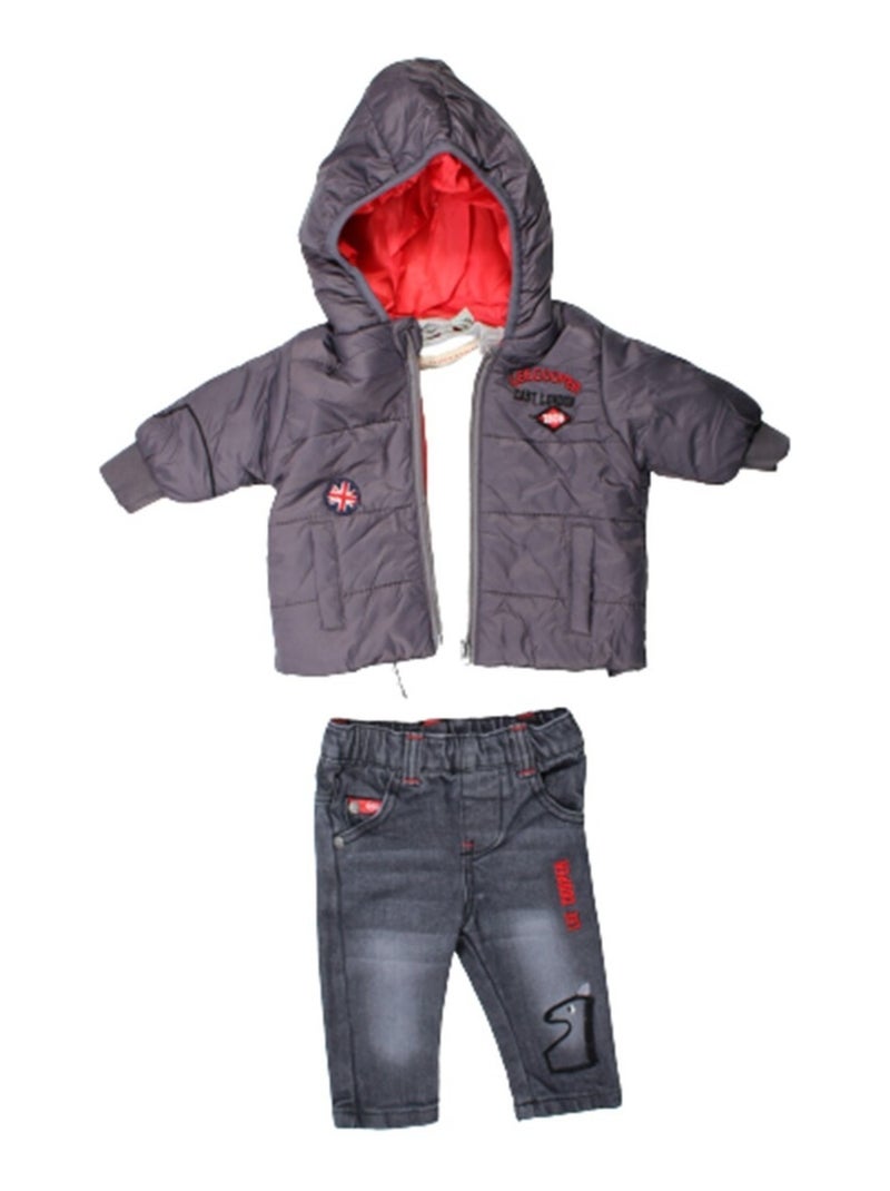 Lee Cooper - Ensemble T-shirt manches longues avec manteau et Pantalon  bébé Lee Cooper Gris - Kiabi