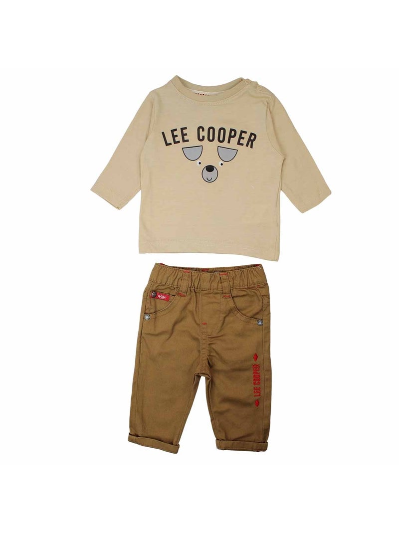 Lee Cooper - Ensemble T-shirt manches longues avec manteau et Pantalon  bébé Lee Cooper Marron - Kiabi