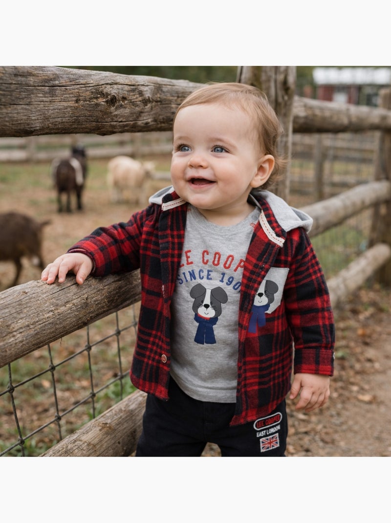 Lee Cooper - Ensemble T-shirt manches longues avec Veste et Pantalon bébé Rouge - Kiabi