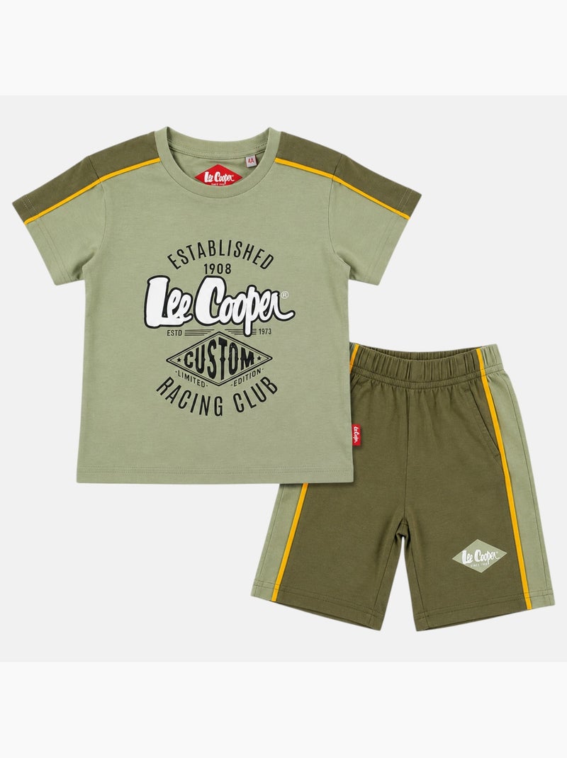 Lee Cooper - Ensemble t-shirt motif et short assorti Garçon Vert - Kiabi