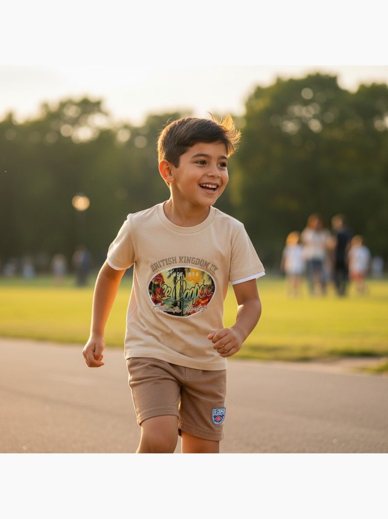 Lee Cooper - Ensemble t-shirt motif et short Garçon Beige - Kiabi