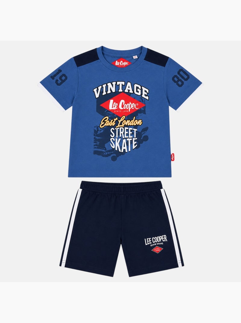 Lee Cooper - Ensemble t-shirt motif et short Garçon Bleu - Kiabi