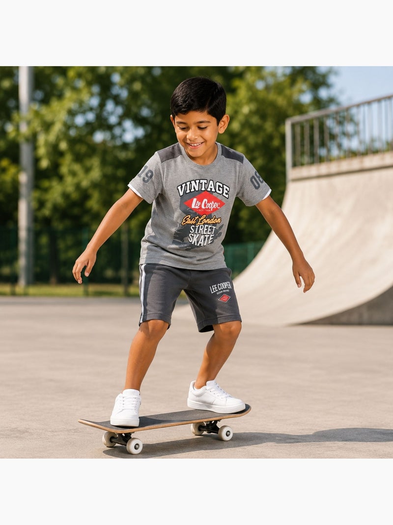 Lee Cooper - Ensemble t-shirt motif et short Garçon Gris - Kiabi