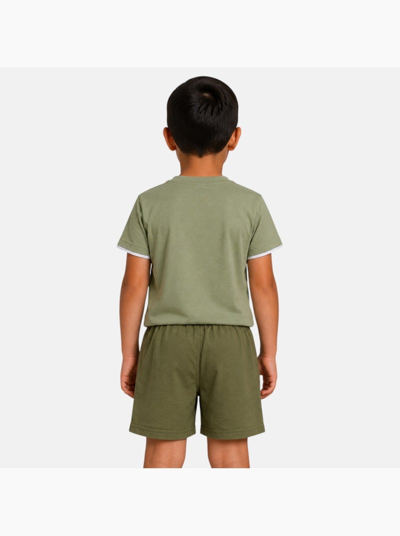 Lee Cooper - Ensemble t-shirt motif et short Garçon Kaki - Kiabi