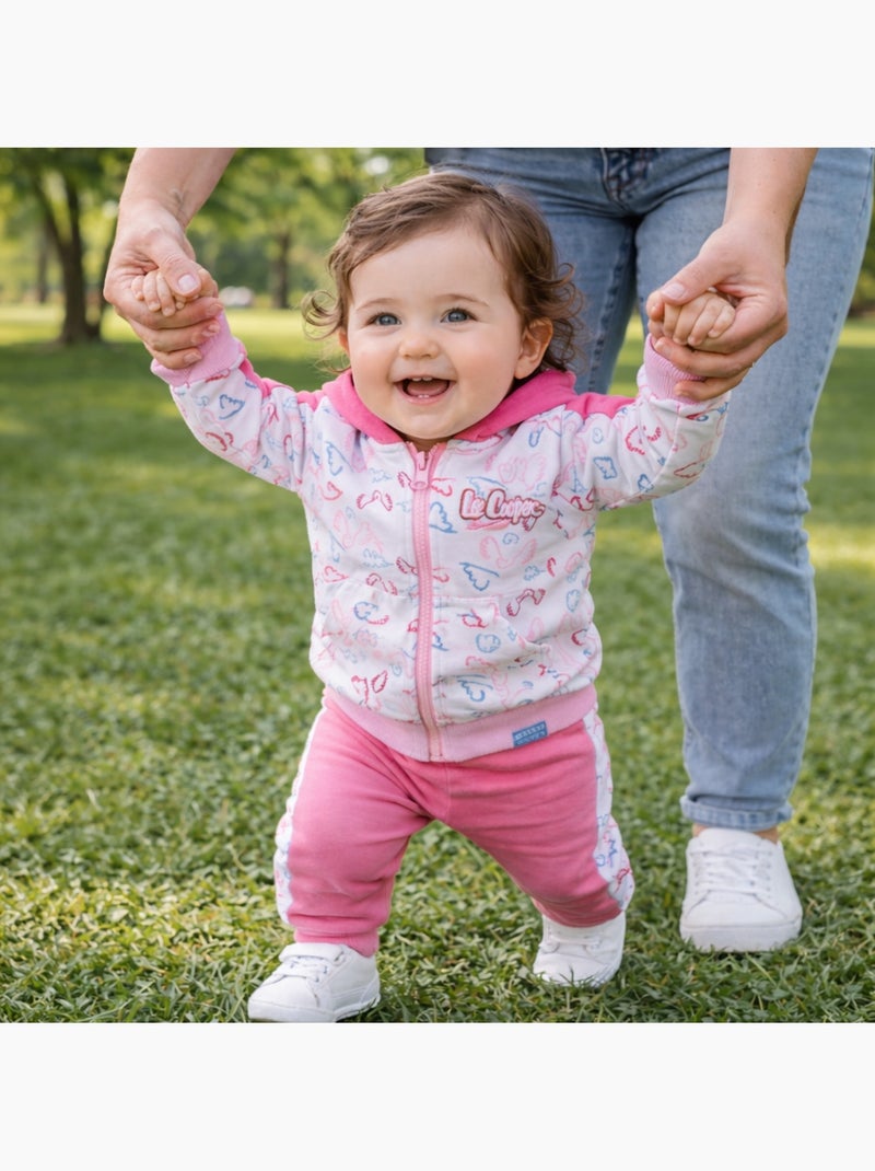 Lee Cooper - Ensemble Veste à capuche et pantalon de Jogging bébé fille Rose - Kiabi