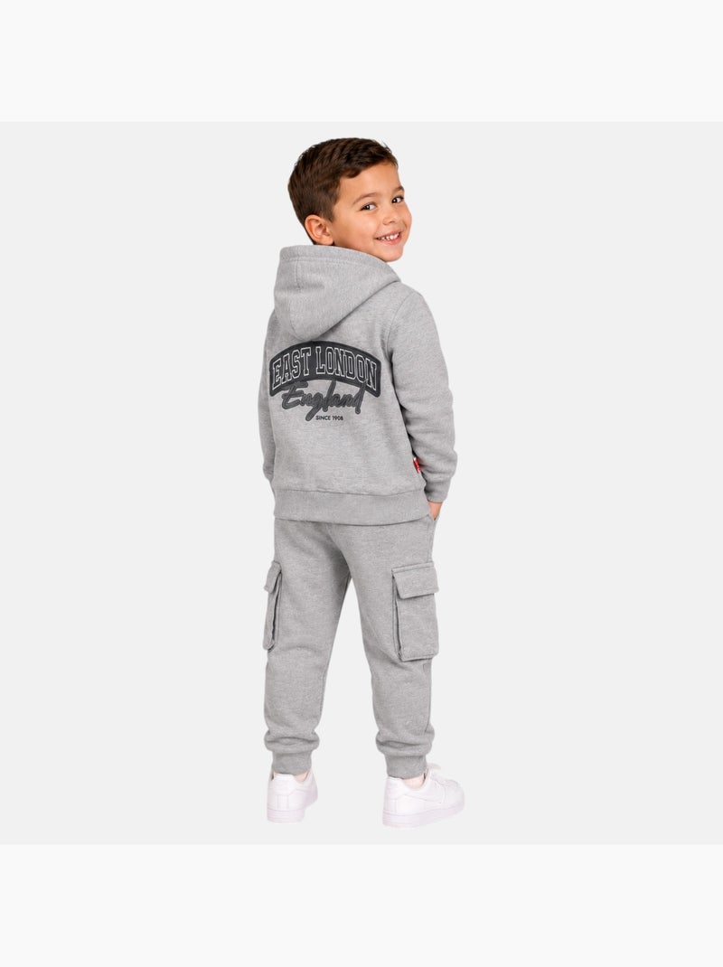 Lee cooper - ensemble veste zippée à capuche et pantalon de jogging cargo, poche kangourou Gris - Kiabi