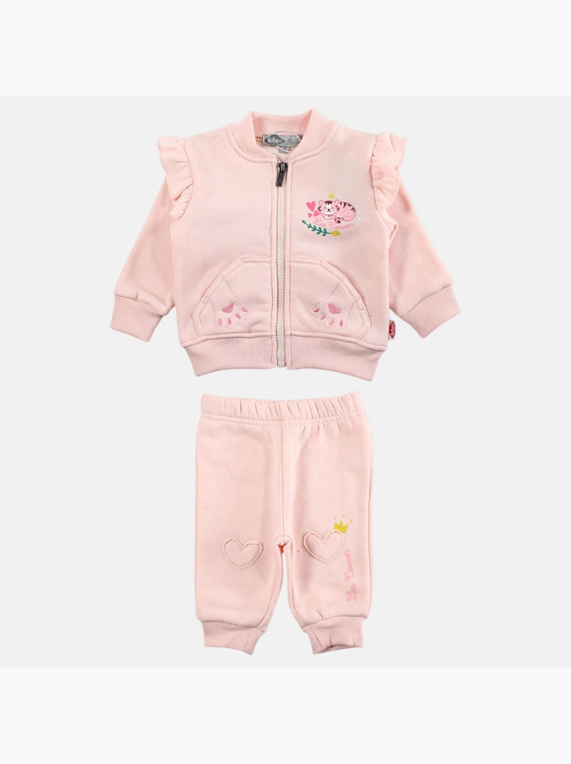 Lee cooper - ensemble veste zippée col montant et jogging Rose clair - Kiabi