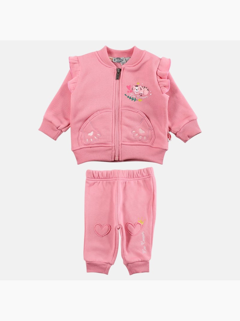 Lee cooper - ensemble veste zippée col montant et pantalon de jogging Rose - Kiabi