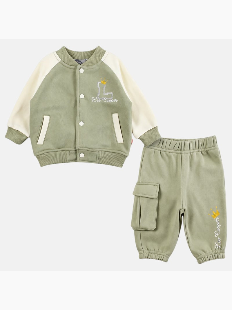 Lee cooper - ensemble veste zippée col montant et pantalon de jogging Vert - Kiabi