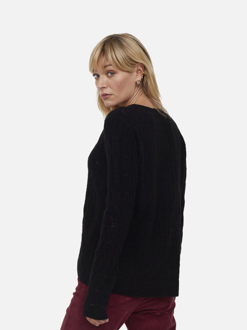 Pull-gilet Dentelle Rouge PAUSE CAFE En Polyester Stretch Noir, Taille 46/48 - Très Bon état