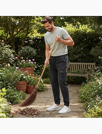Lee cooper - jean cargo avec poches latérales, coupe droite et taille élastique à cordon