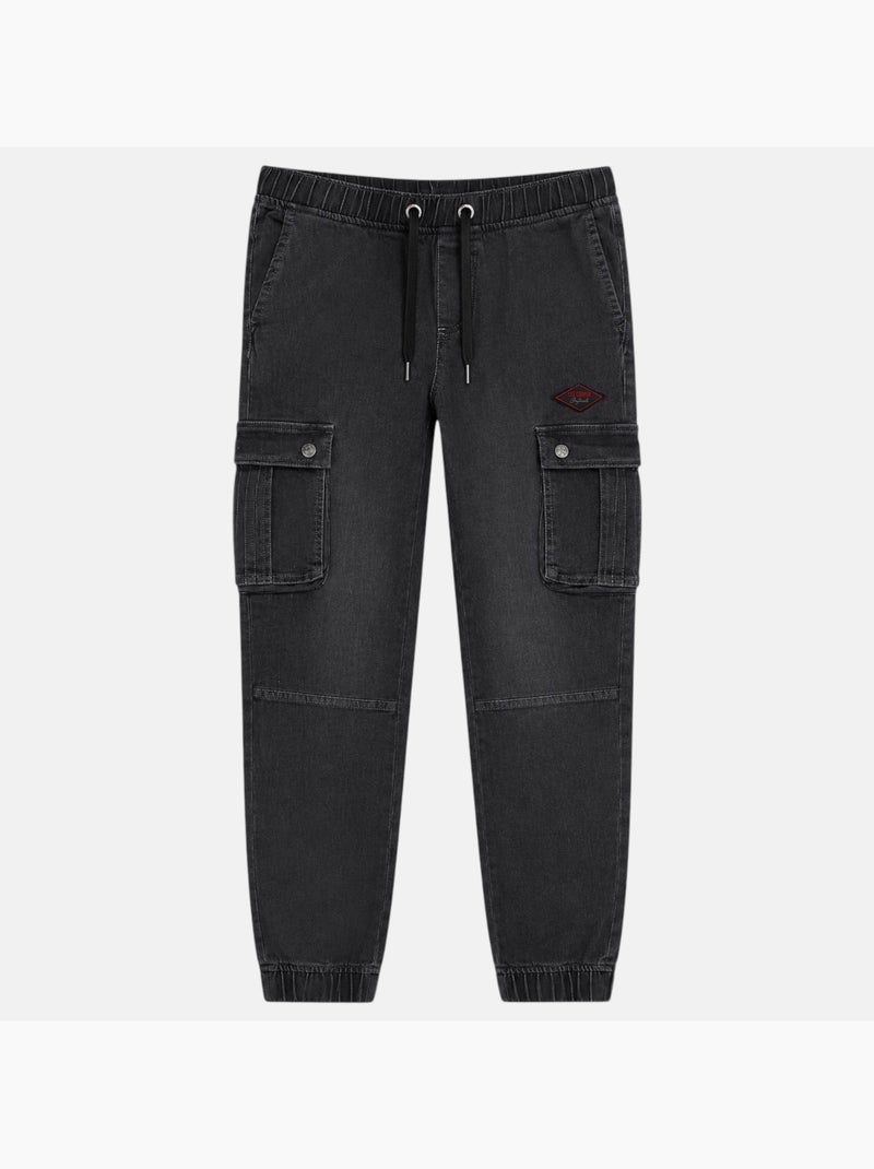 Lee cooper - jean cargo avec poches latérales, coupe droite et taille élastique à cordon Gris - Kiabi