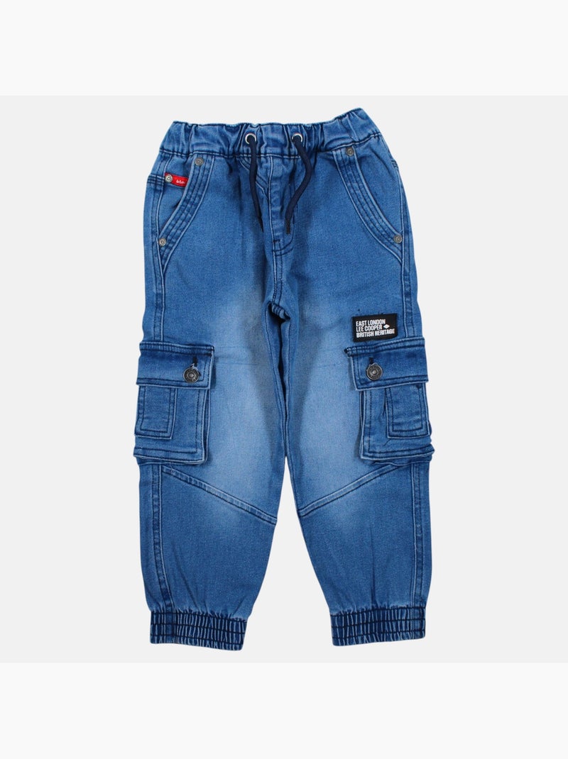 Lee cooper - jean cargo taille élastique à cordon, coupe décontractée Bleu - Kiabi
