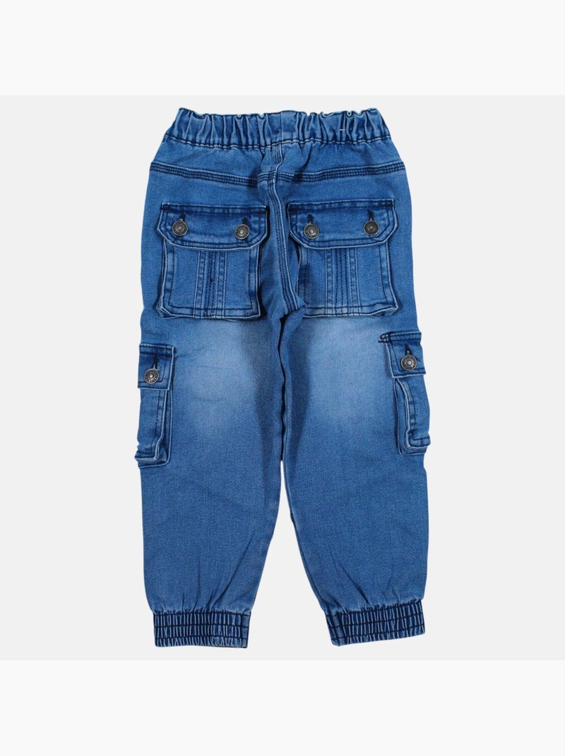Lee cooper - jean cargo taille élastique à cordon, coupe décontractée Bleu - Kiabi