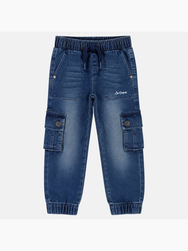 Lee cooper - jean coupe large, taille élastique à cordon et poches cargo Bleu - Kiabi