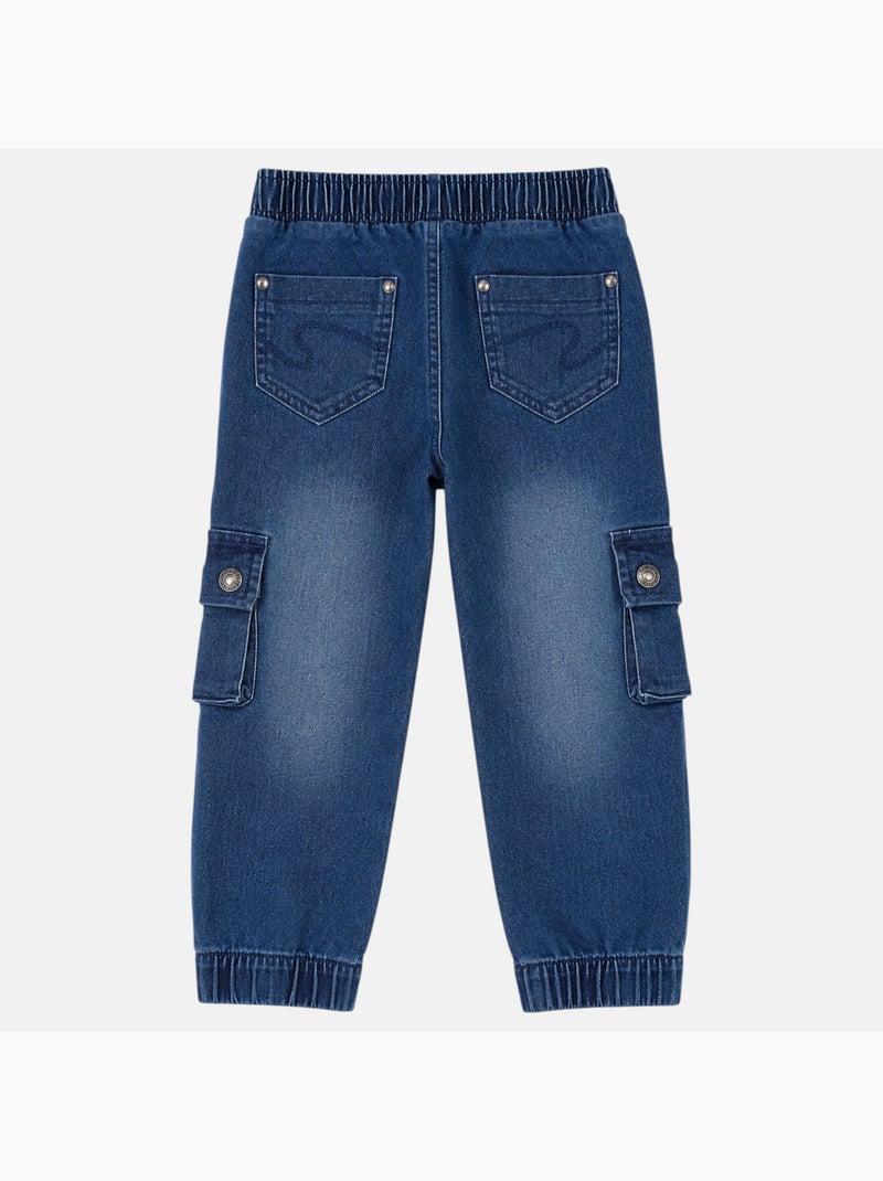 Lee cooper - jean coupe large, taille élastique à cordon et poches cargo Bleu - Kiabi