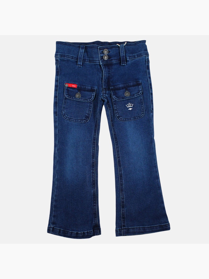 Lee cooper - jean coupe large, taille haute et fermeture boutonnée Bleu - Kiabi