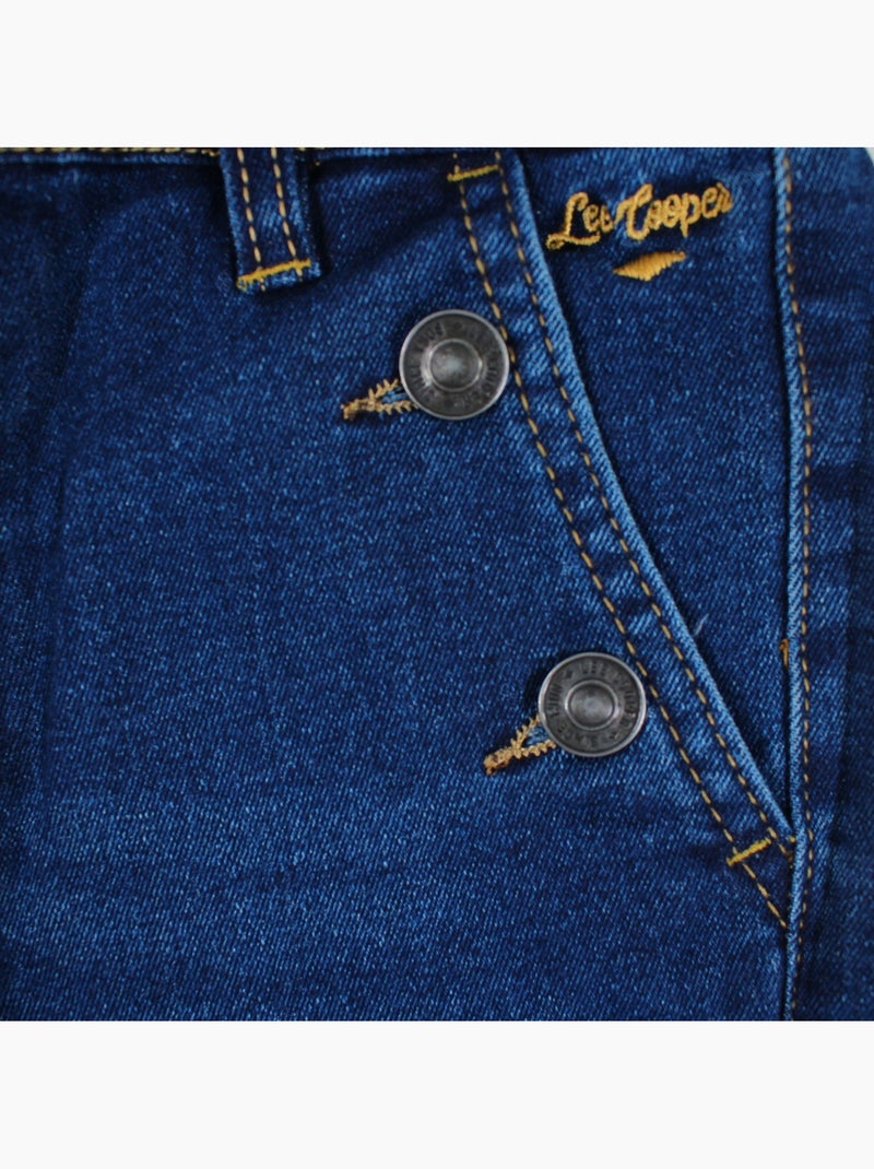 Lee cooper - jean coupe large, taille haute et fermeture boutonnée Bleu - Kiabi
