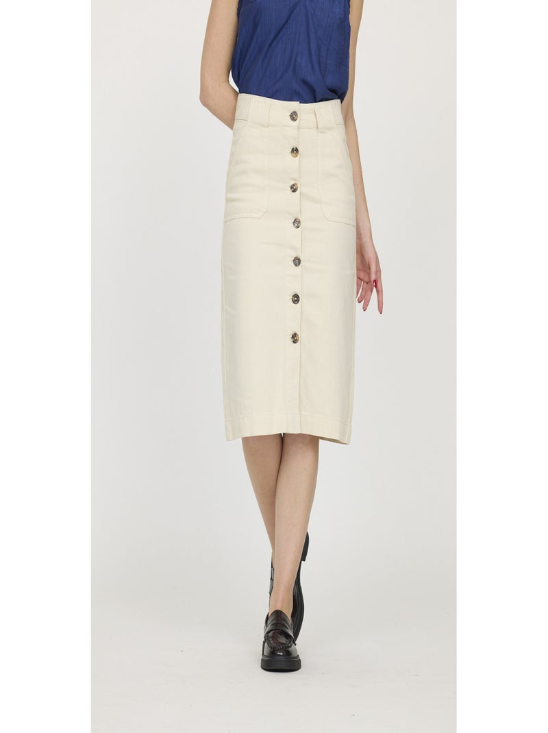 Lee Cooper - Jupe coton crayon POEME Beige - Kiabi