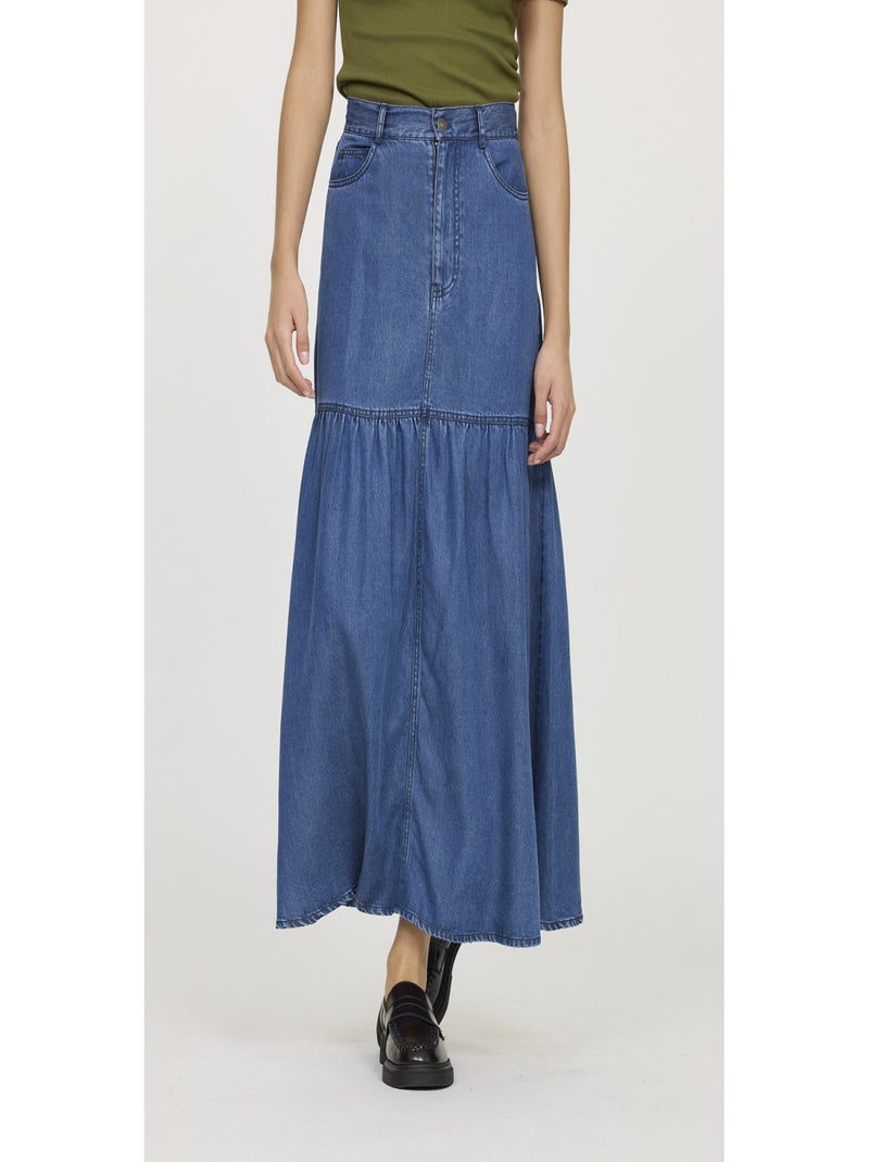 Lee Cooper - Jupe tencel  PAYA Noir Violet - Kiabi