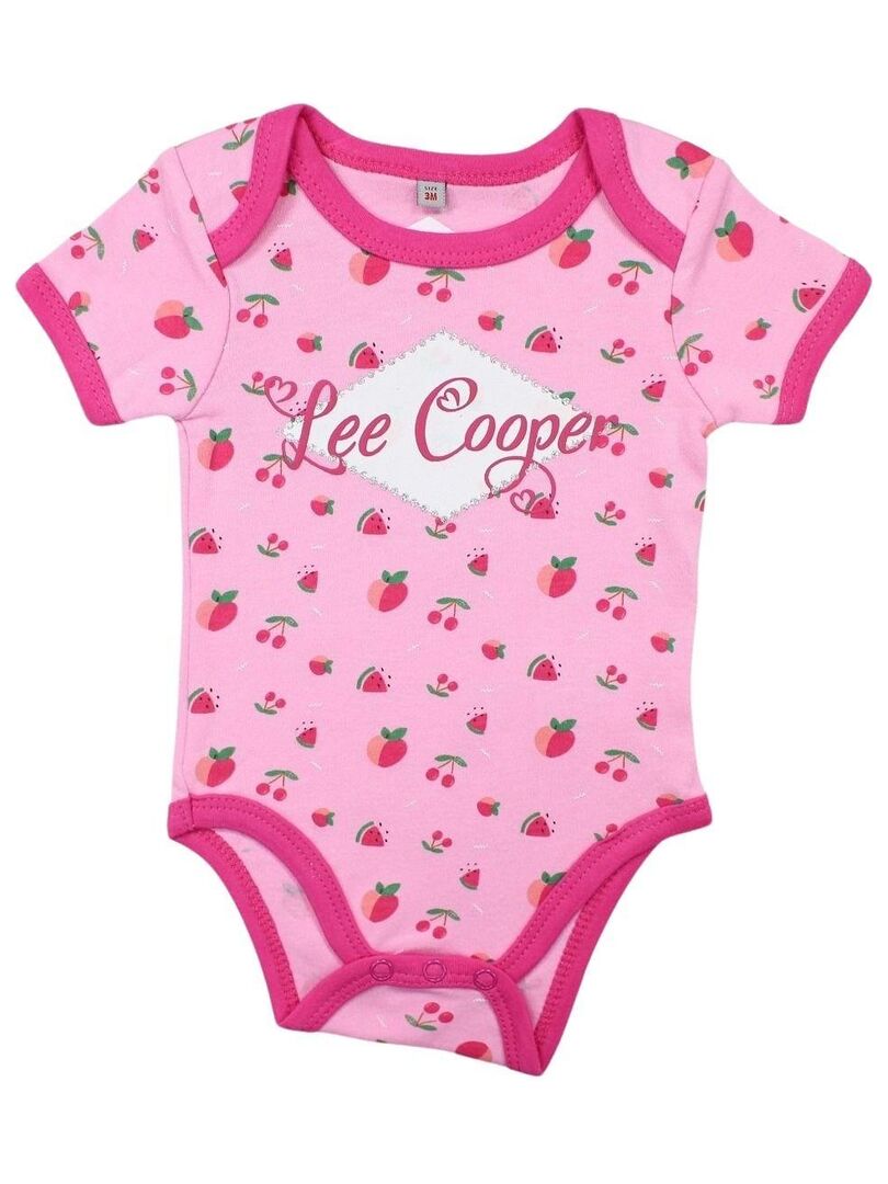 Lee Cooper - Ensemble ​​Body grenouillère bavoir bébé fille Imprimé Logo -  Rose - Kiabi - 14.93€