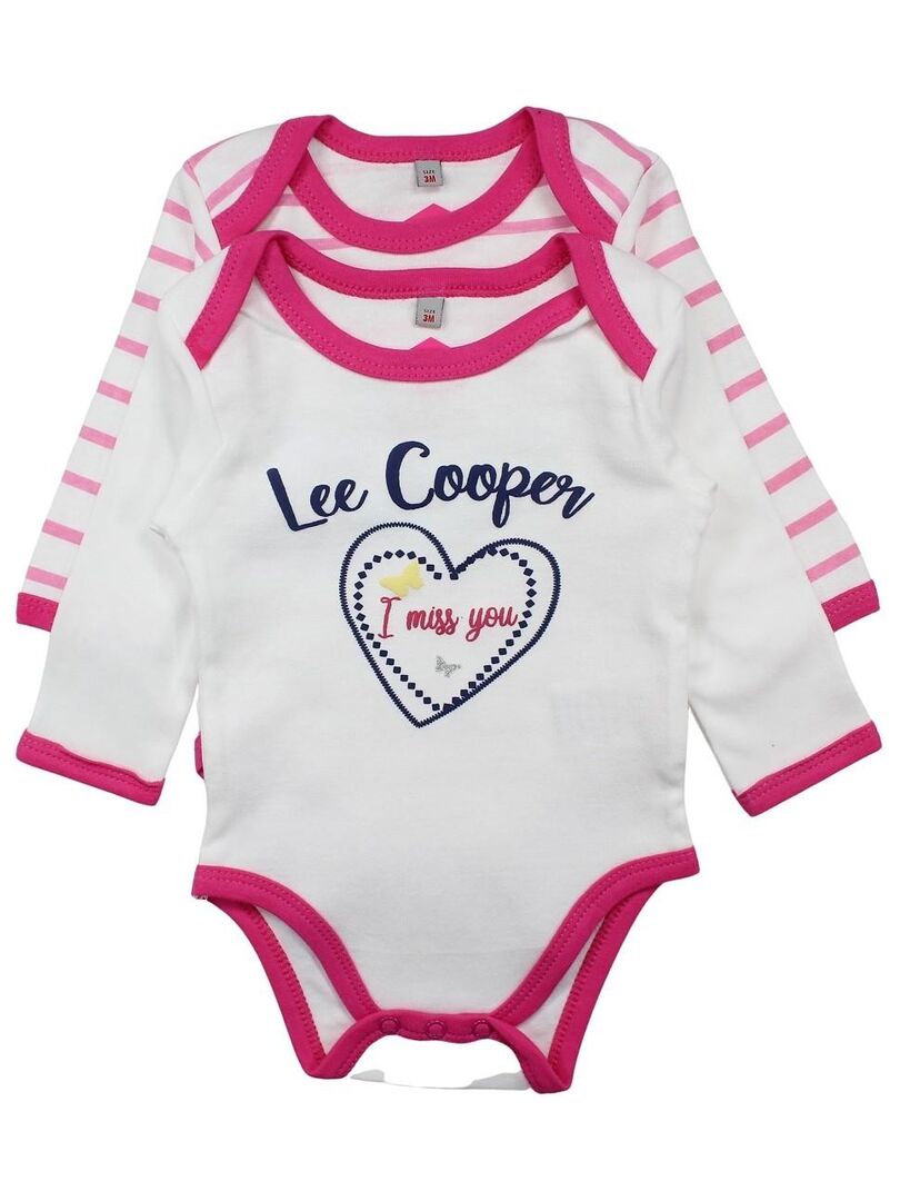 Lee Cooper - Lot de 2 bodys bébé fille en coton Rose - Kiabi