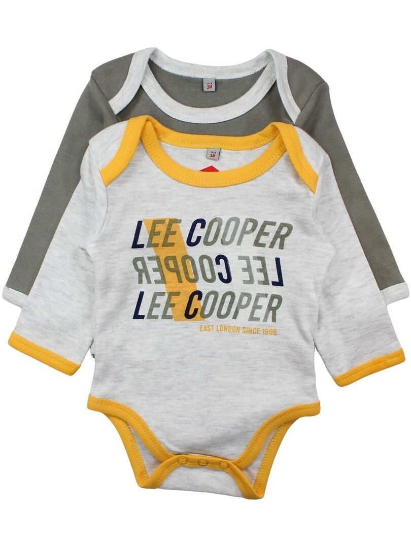 Lee Cooper - Lot de 2 bodys bébé garçon en coton - Kaki - Kiabi