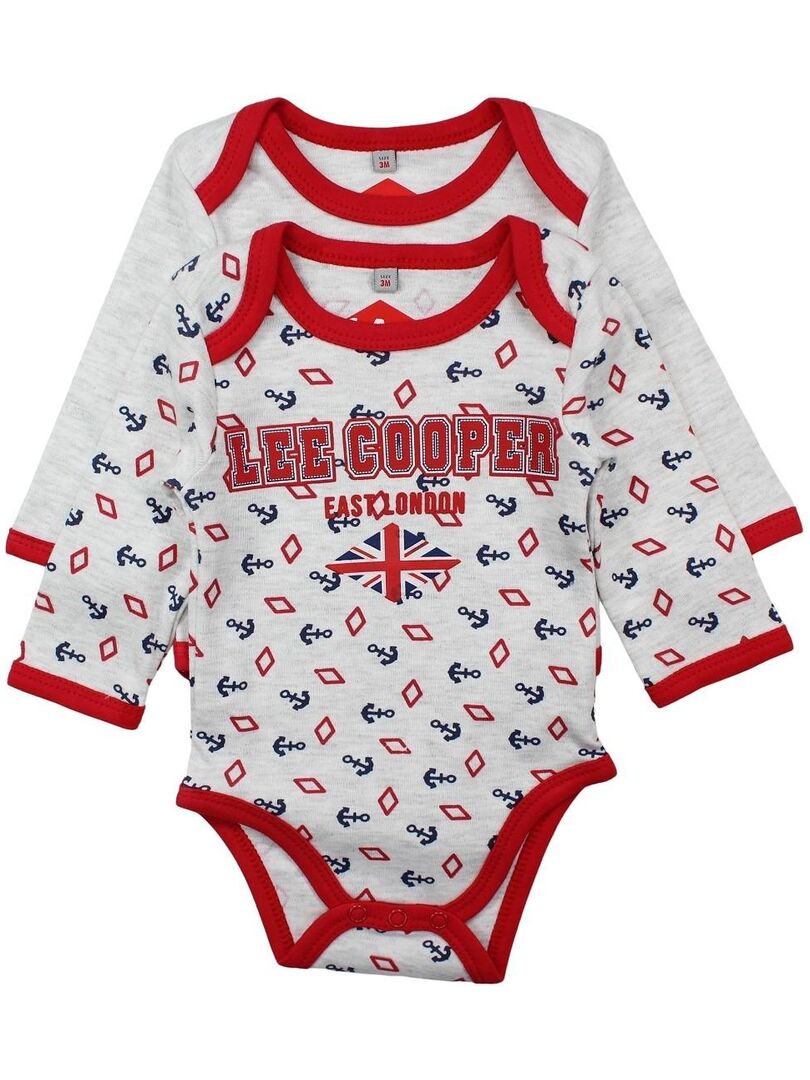 Lee Cooper - Lot de 2 bodys bébé garçon en coton - Rouge - Kiabi
