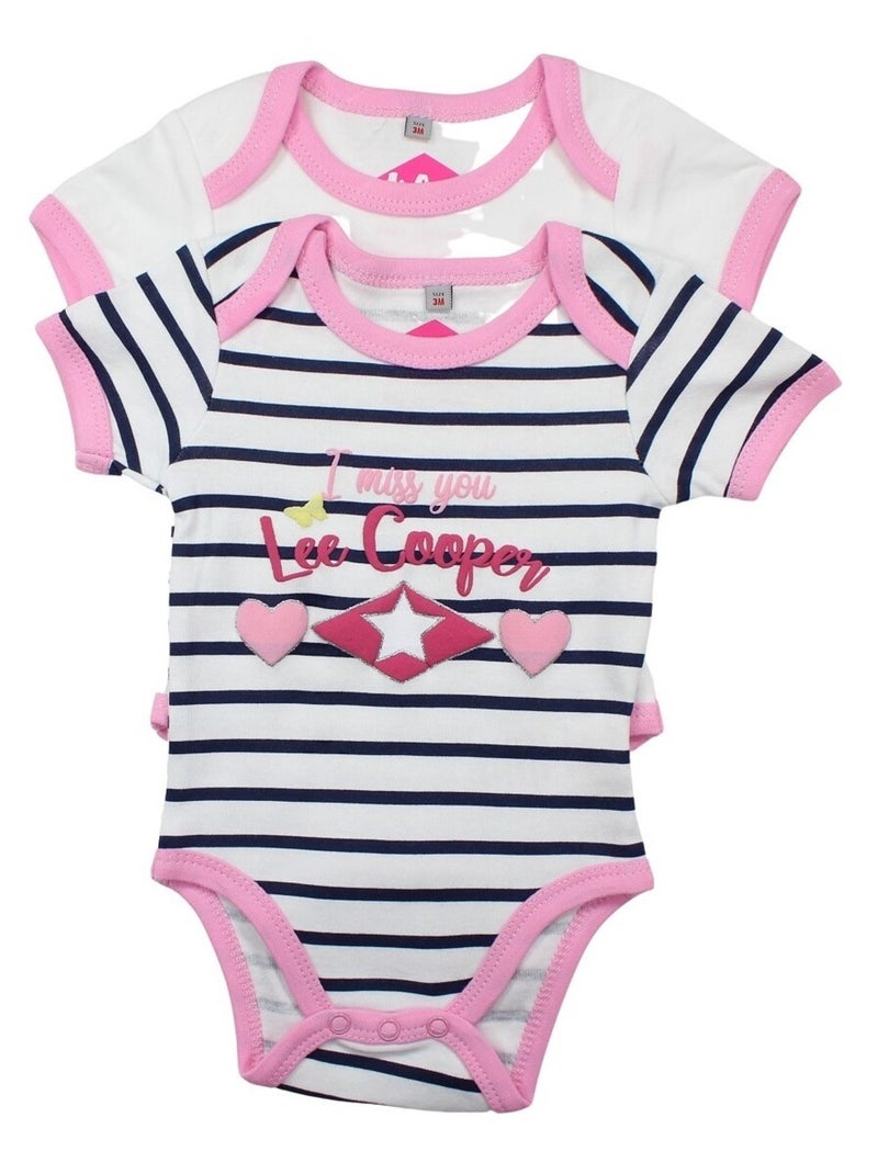 Lee Cooper - Lot de 2 bodys  en coton Bleu - Kiabi