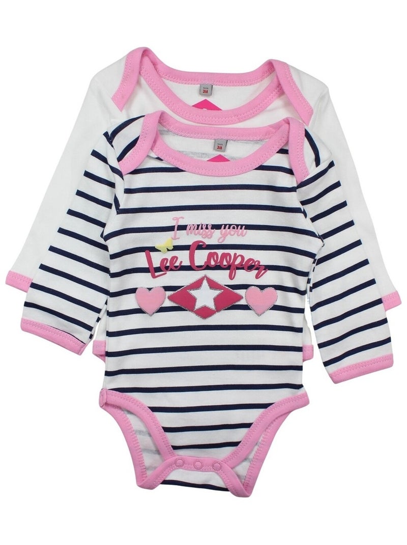 Lee Cooper - Lot de 2 bodys  en coton Bleu - Kiabi