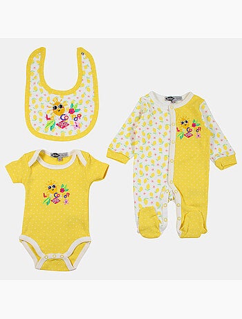 Lee Cooper - Lot de 3 pièces comprenant body, grenouillère et bavoir avec motifs
