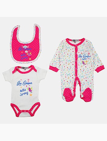 Lee Cooper - Lot de 3 pièces comprenant body, grenouillère et bavoir avec motifs