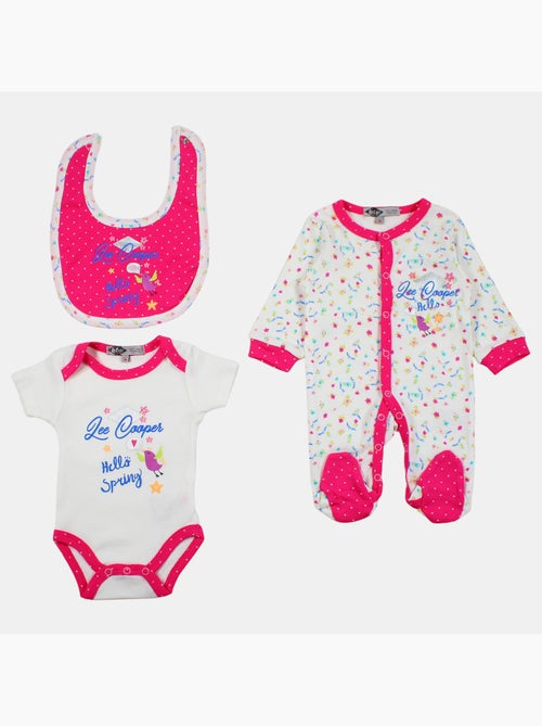 Lee Cooper - Lot de 3 pièces comprenant body, grenouillère et bavoir avec motifs - Kiabi
