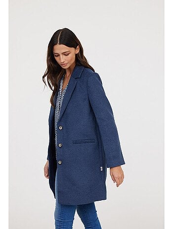 Manteau Laine Tweed Bleu Marine Fille Fausse Fourrure ANOUSHKA - 'LA FAUTE  A VOLTAIRE' - Bleu marine - Kiabi - 59.90€