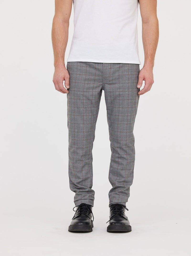 Lee Cooper - Pantalon chino NEILS Gris / Bordeaux L32 Gris/Multicolore - Kiabi