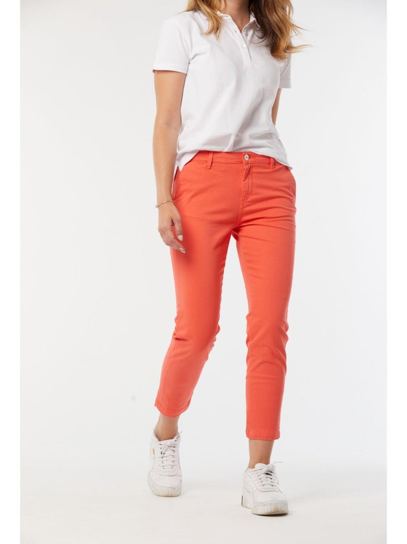 Lee Cooper - Pantalon coton chino JEMILA Orange - Kiabi