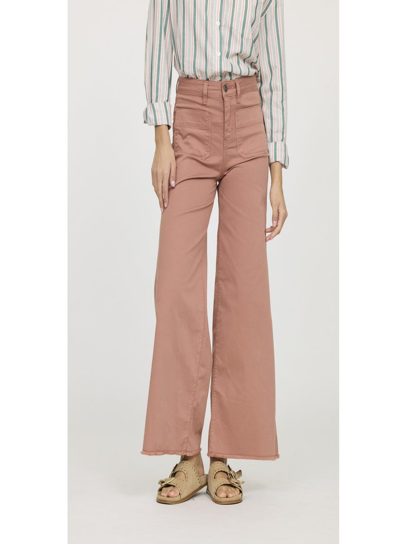 Lee Cooper - Pantalon coton cropped flare JOULIA Beige gris - Kiabi