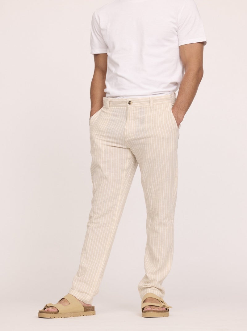 Lee Cooper - Pantalon GLANCE Mastic stripes Noir Vert - Kiabi