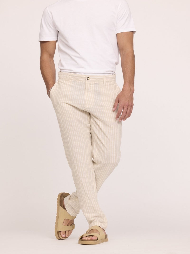 Lee Cooper - Pantalon GLANCE Mastic stripes Noir Vert - Kiabi